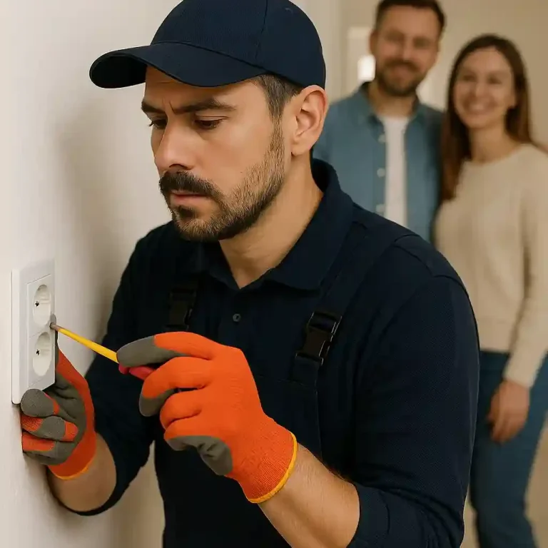 Pose de nouveaux interrupteurs et prises électriques dans un logement rénové