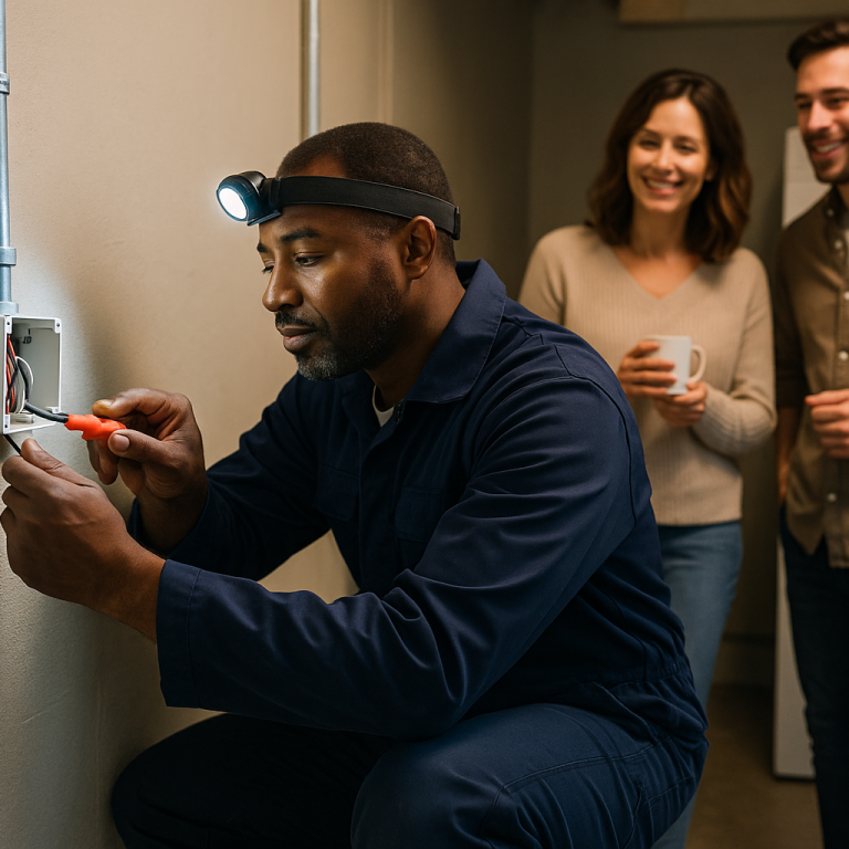 Prévention des coupures et électrisation Électricien vérifiant une prise pour prévenir les risques d’électrisation et de coupure