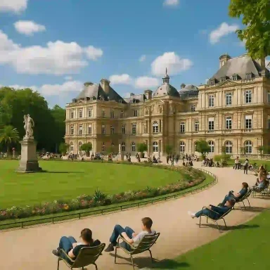 Vue du Palais du Luxembourg et de ses jardins à Paris 6